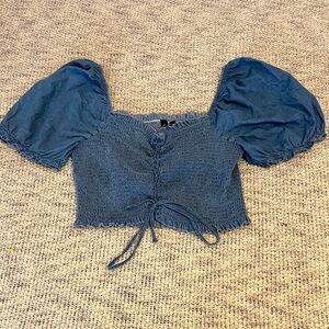 Blue Smocked Puff Sleeve Top size 3x